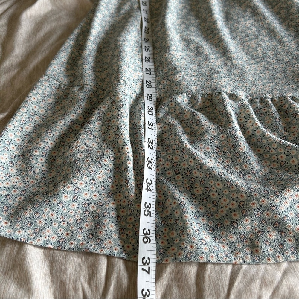 Monteau Cottagecore, Farmhouse, Square Neck Line, Floral Light Green Midi Dress - Picture 8 of 8